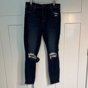 American Eagle Distressed Dark Blue Jeans Size 16